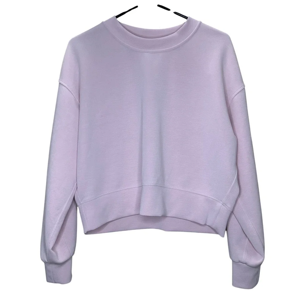 Lululemon Softstreme Perfectly Oversized Cropped Crew Pink LW3GL9S Size 4